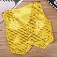 thumbnail image 4 of Miutii Girls' Boys' Glittery Sequined Vest Jacket Hip-Hop Street Dance Waistcoat Performance Gold 130, 4 of 6