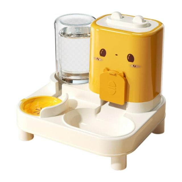 y Dispensador de Agua Alimentador Automático para Mascotas Hogar Extraíble Alimento para Mascotas Pequeñas Amarillo