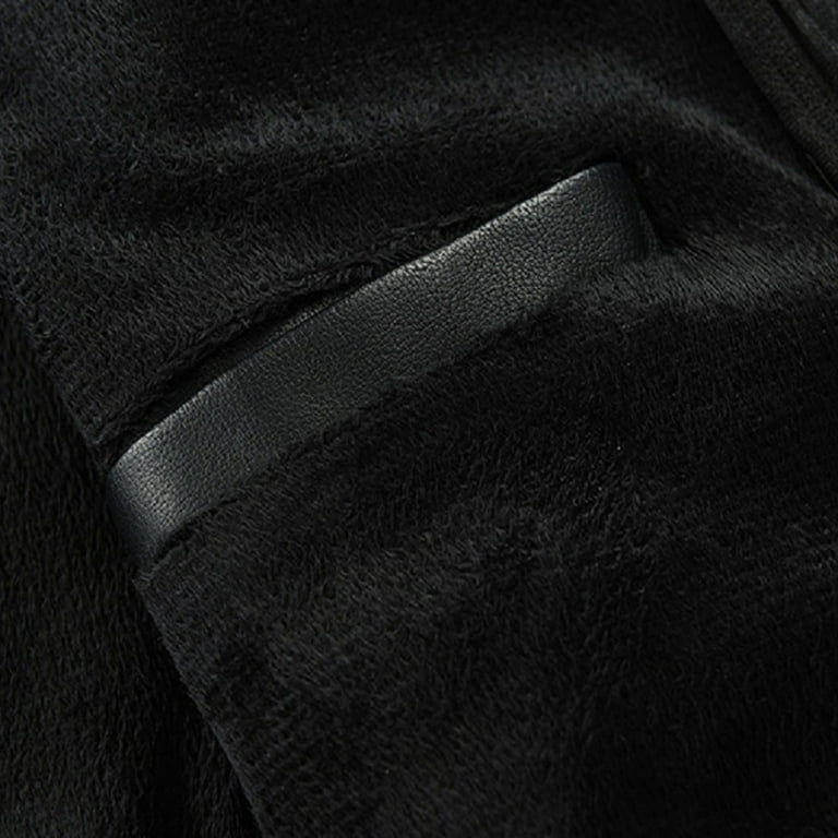Olyvenn Clearance Men's Fashion And Winter Fleece Leather Jacket Casual Top  Coat Bomber Jacket Windbreaker Club Coat Black 8