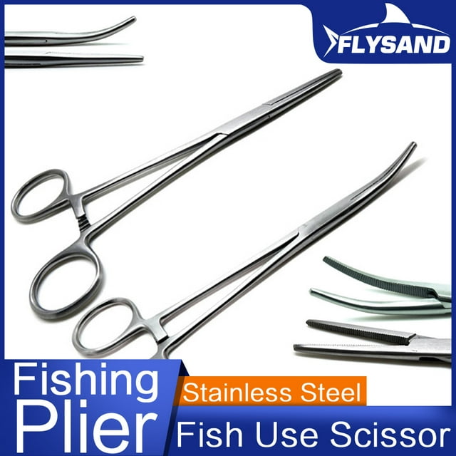 Pince à Pêche en Acier Inoxydable Coupe-Fil Hameçon Extracteur Pinces Courbées Outils de Pêche 16cm Courbé