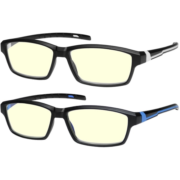 Success Eyewear Lunettes de Lecture Anti-Éblouissement Bloquant la Lumière Bleue Réduisent la Fatigue Oculaire pour Ordinateur et Écrans pour Hommes et Femmes - Ensemble de Noir Mat Pointe Bleue et Noir Mat Pointe Blanche 3