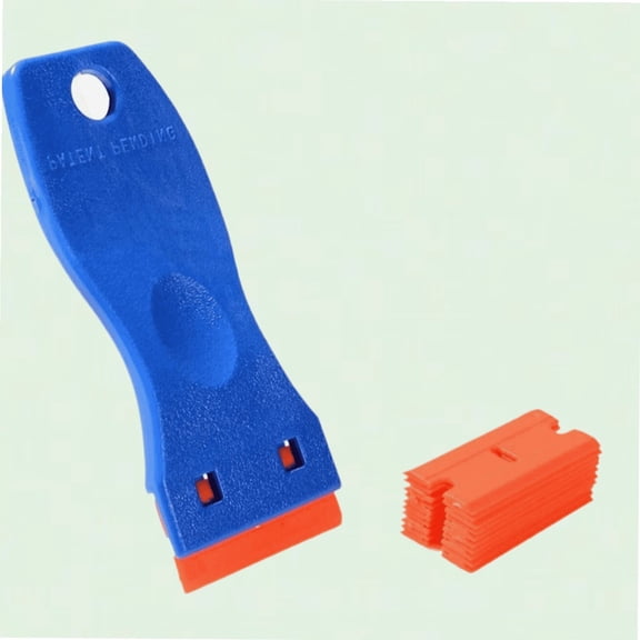 Plastic Scraper with 10 Plastic Razor Blades, Sticker Remover, Scraper Tool for Kitchen, Window, Glass, Decals