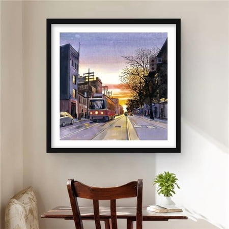 Begin Home Decor C1FM2424ITD78Y 24 x 24 in. Sunset Streetscape To Toronto - Building Blue Framed Print Wall Art