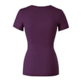 thumbnail image 4 of Made by Olivia Women's Basic Solid Short Sleeve V Neck Jersey Top, 4 of 6