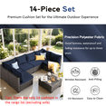 thumbnail image 5 of YLLN 14-Piece Outdoor Sectional Cushions, 4" Thick Patio Replacement Set, Waterproof with Zipper, Washable Seat Cushion for 6-Seat Wicker Rattan Conversation Sets, Navy Blue, 5 of 7