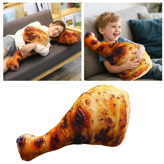 Grilled Chicken Leg Pillow Toy Realistic Food Cushion for Sofa Bedroom