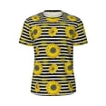 thumbnail image 5 of Wukai Sunflowers On Black And White Stripes Print Men's Short-Sleeved Mesh T-Shirt,Quick-Dry Short Sleeve Workout T-Shirt-, 5 of 8