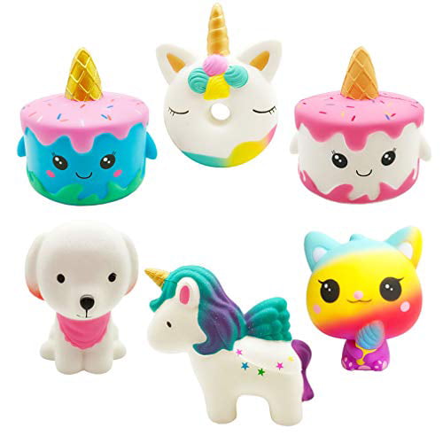 AOLIGE Kawaii Slow Rising Squishies Pack Unicorn Cake Donut Squishy Toys for Boys and Girls 5Pcs 