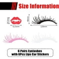 thumbnail image 2 of 6 Sets 3 Colors Eyelash Car Stickers with 6Pcs Red Lip Car Decals Pink Car Headlight Stickers Black Clear Car Window Bumper Stickers Waterproof Self Adhesive Decals for Car Decoration DIY, 2 of 6