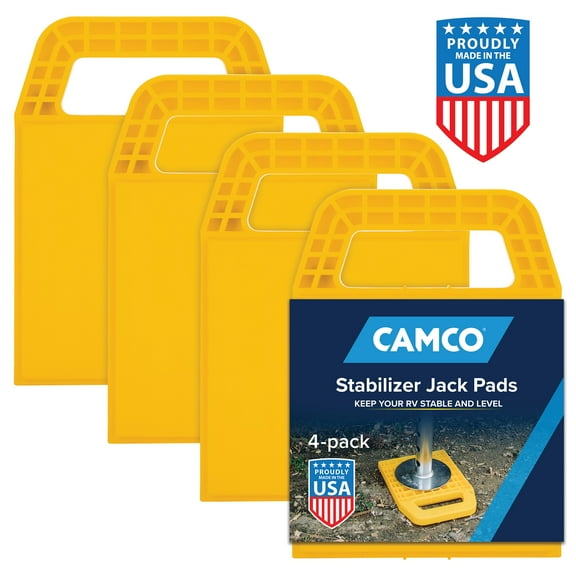 Camco 44595, Yellow Polypropylene, RV Stabilizers, Easy Clean with Interlocking Design, 4 Pack