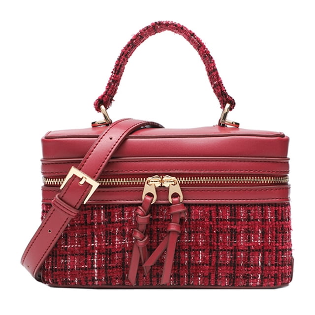 Elegante Bolso Cruzado Cuerpo Hombro para Mujeres Cuadrado () Rojo