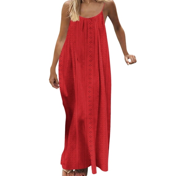 Hduncf Backless Cami Dresses for Women Cami Lounge Dress Backless Solid Color Sleeveless House Dress Long Sundress with Back Tie Red XXL