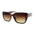 thumbnail image 4 of Womens Mod Inset Lens Oversize Rectangular Cat Eye Retro Plastic Sunglasses Tortoise - Brown, 4 of 6