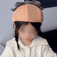 thumbnail image 3 of Girls Winter Beret Hat， Beret Beanie Bowknot Decorated, 3 of 5