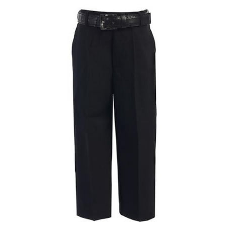 Boys Black Flat Front Solid Belt Special Occasion Dress Pants