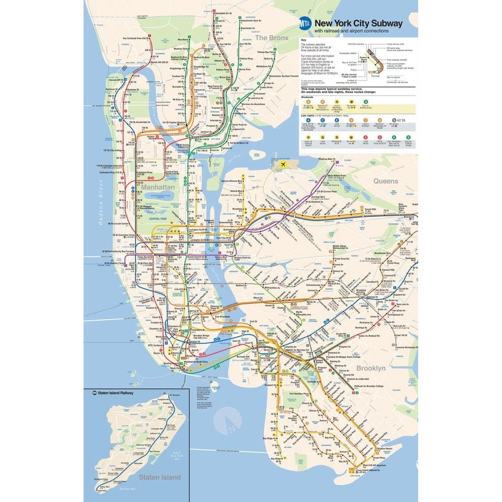 NYC Subway Map Poster Unframed Size 24''x36'' GooGate