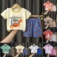 thumbnail image 5 of Futezty Toddler Boys Clothes Summer Outfit Sets, Toddler Kids Baby Boy Short Sleeve Pattern Shirt Tops+ Denim Pants Set Boys' Girls' T Shirts Baby Summer Clothes Solid Color Short Sleeved Shorts Suit, 5 of 5