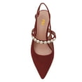 thumbnail image 2 of FSJ Women Stylish Pointed Closed Toe Pumps Stiletto High Heels Pearl Buckle Strap Slingback Sandals Wedding Party Dress Shoes Size 9.5 Red, 2 of 4