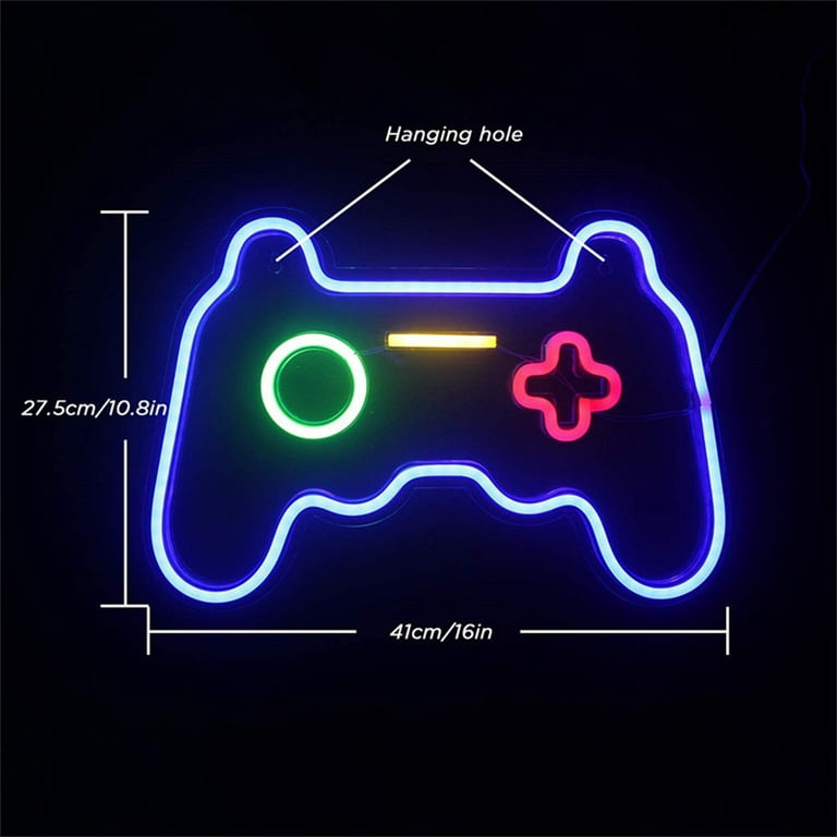Game Neon Sign Light 16 X 11 Inch Game Led Sign Controller Neon Sign Light Gamepad  Neon Sign Lights Gaming Wall Lights Decor For Bedroom Children Game