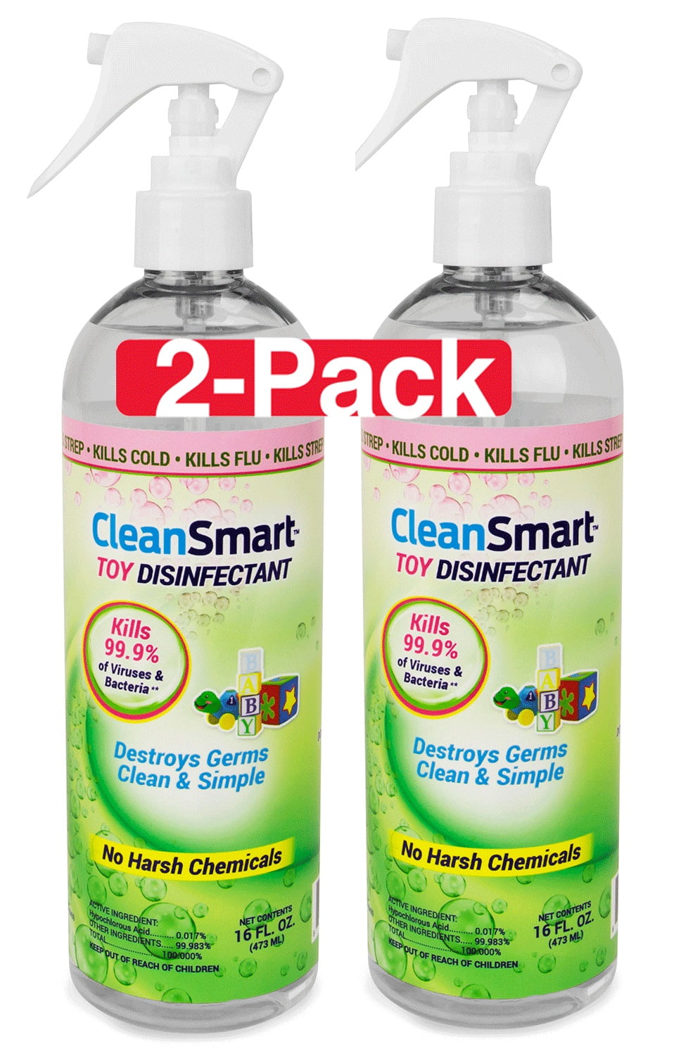 CleanSmart 16 oz Toy Disinfectant,2pack Great for Child Care Centers