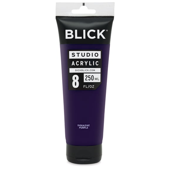 Blick Studio Acrylics - Dioxazine Purple, 8 oz tube and swatch