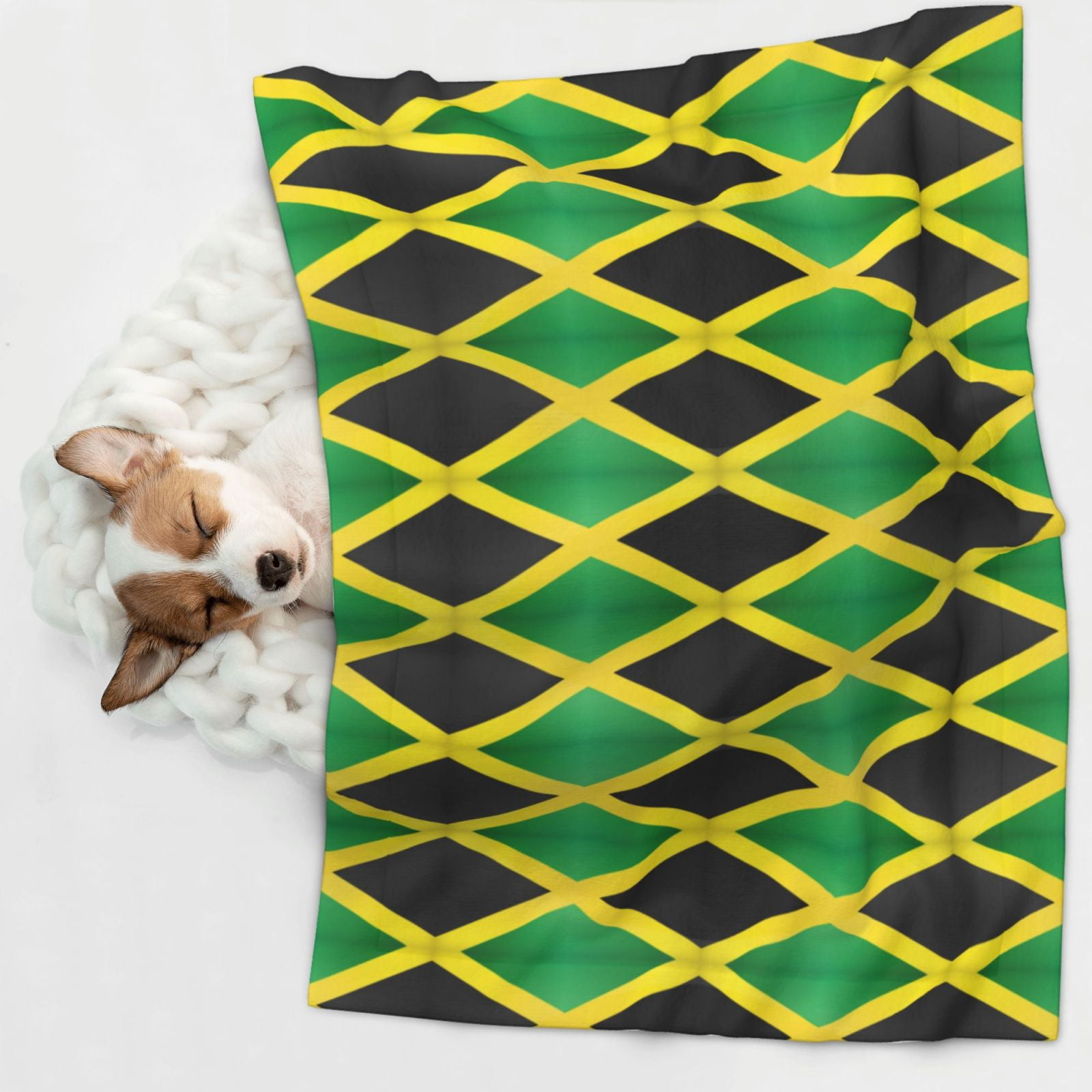 Jamaica Flag Dog Blanket Soft Warm Flannel Cat Blanket Great Pet Throw for Cats Puppy Small Medium Large Dog