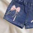 thumbnail image 5 of NAISIBABY Denim Shorts for Girls, Bow Pockets Elastic Waist Summer Fashion Kids Casual Shorts Blue 3T, 5 of 5