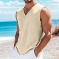 thumbnail image 2 of USNSM Linen T Shirts for Men Lightweight Breathable Short Sleeve V Neck T-Shirts Vintage Loose Fit Summer Casual Beach Tee Tops Yellow XXXXL, 2 of 7