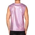 thumbnail image 3 of INSPIRE CHIC Metallic Tank Top for Men's Sleeveless Party Club Shining Vest L Pink, 3 of 6