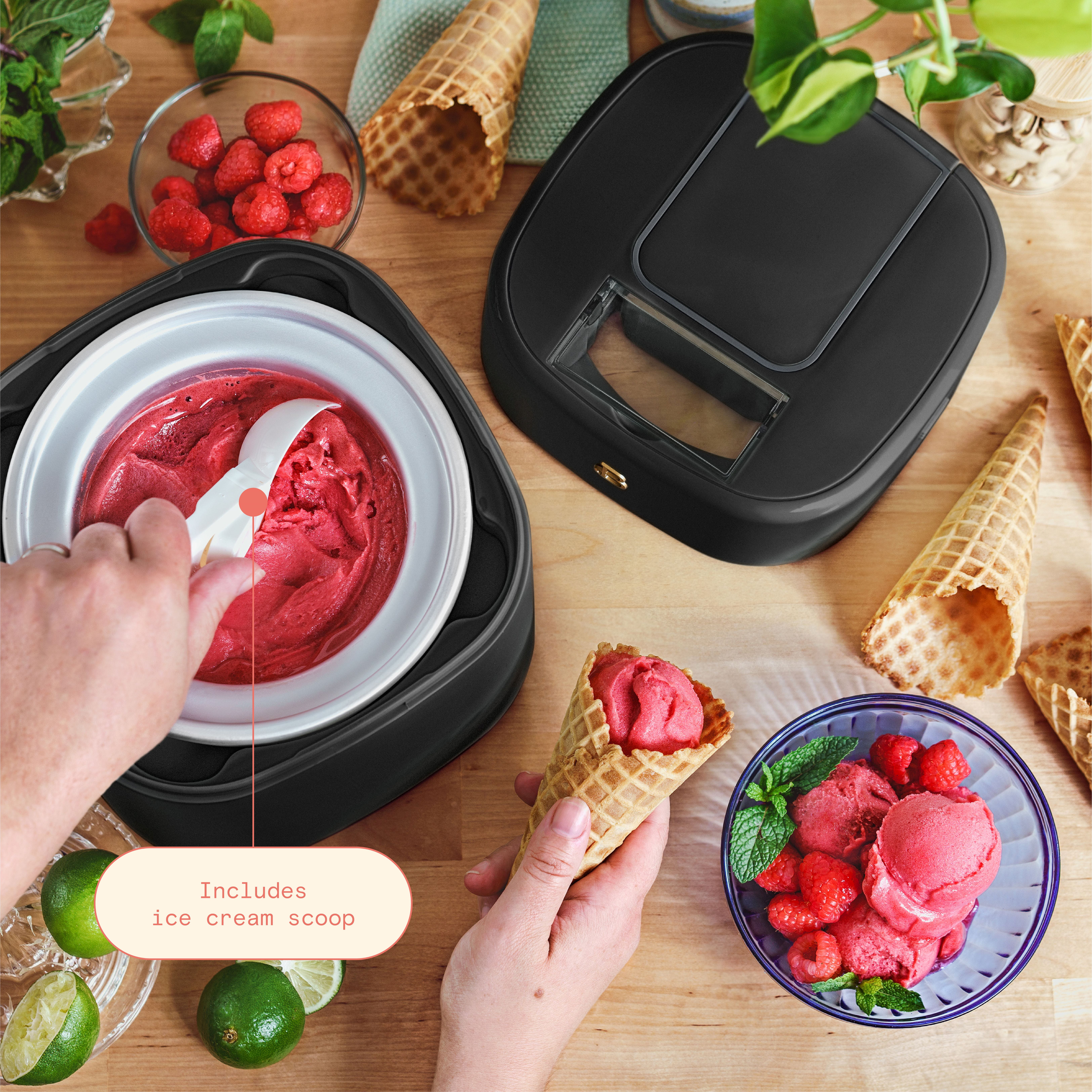 Beautiful 1.5 Qt Ice Cream Maker with Touch Activated Display, Black Sesame by Drew Barrymore