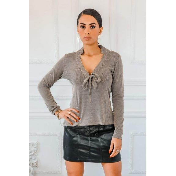 Veronica Stripped Front Bow Long Sleeve top