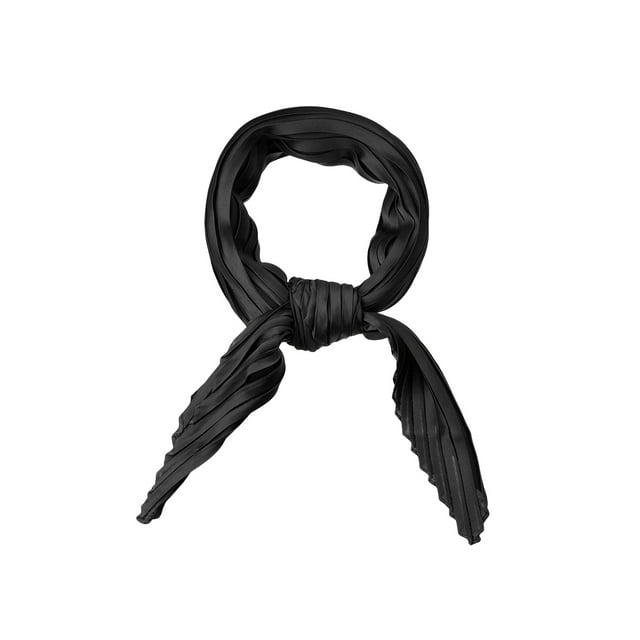 INSPIRE CHIC Women's Pleated Rhombus Head Scarf Solid Color Wraps Scarves Neckerchief Bandana Black 40.94x16.54"(L*W)
