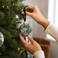 thumbnail image 5 of 2026 Christmas Home Party Decor 8CM Toile Print Fabric Wrapped Christmas Ornaments Balls 6PCS Vintage Chinoiserie Xmas Tree Hanging Decorations With Velvet Ribbon Celebration Party Supplies, 5 of 7
