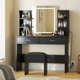 thumbnail image 7 of Zzistar Vanity Desk with Mirror and Lights, Makeup Vanity Desk with Lights 3 Colors, Makeup Table with 2 Drawers, 6 Shelves, Power Outlet, for Bedroom, 7 of 7