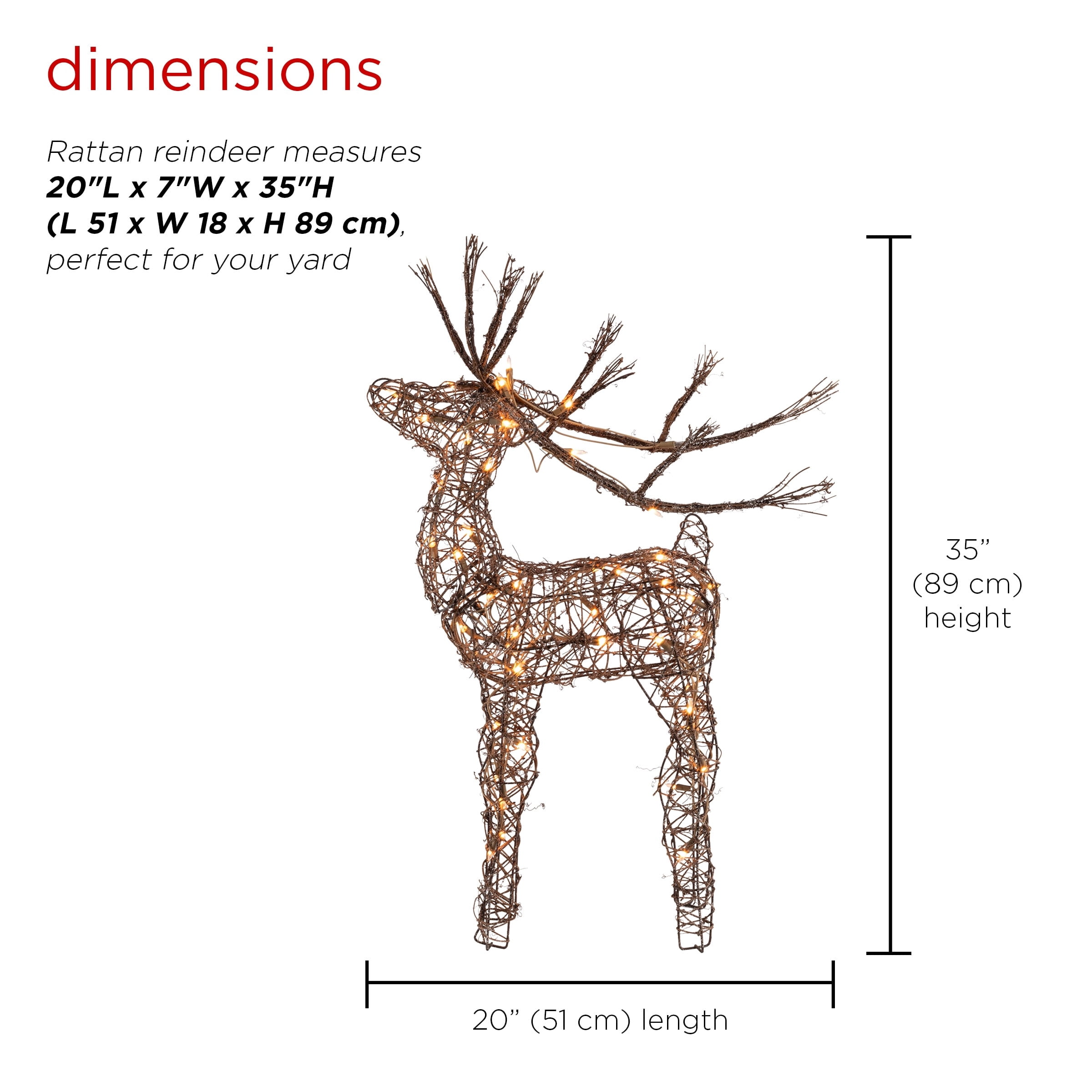 Alpine Corporation Outdoor Holiday Rattan Reindeer with LED Lights