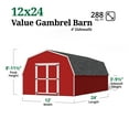 thumbnail image 4 of Little Cottage Co. 12x24 Value Gambrel Barn with 4 ft. Sidewalls, Outdoor Wood Storage Shed Do-It-Yourself Precut Kit, 4 of 13