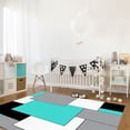 thumbnail image 2 of Rugs For Living Room, Grey White Teal Color Block Geometric Area Rug, Area Rug For Kids Room Bedroom Decor, Room Decor Aesthetic Comfy Carpet, Non-Shedding Modern Area Rugs, Washable Rug, 2 of 7