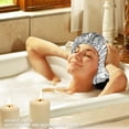 thumbnail image 5 of shower caps for women reusable waterproof 4 Pack large shower cap,EVA Hair Caps Double Waterproof Layers Shower Cap for Women Hair Protection., 5 of 5