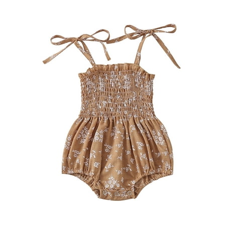

Musuos Sister Matching Clothes Big Sister Sling Ruched Floral Knee-Length Dress Little Sister Snap Triangle Bottom Romper