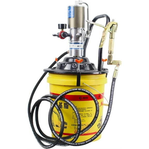 Portable Pneumatic Grease Filler Pump 60:1 Air-Operated Grease Pump for 5 Gallon / 35 LB Containers, with 11 1-/8" Rubber-Lined Follower Plate, 24-48Mpa 0.85L/Min