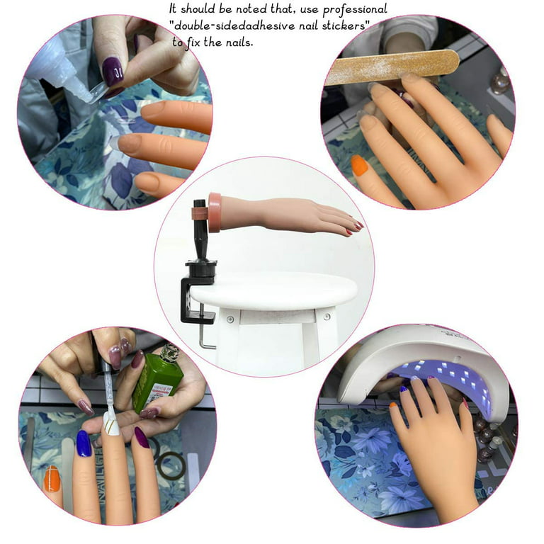 CIICII Practice Hand for Acrylic Nails-Fake Nail Hand Practice for Fake  Nails, Flexible Movable Practice Nail Hand for Acrylic Nail Kit, Maniquin  Hand for Nail Practice with 200Pcs Refill Nail Tips 