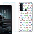 thumbnail image 1 of Slim-Fit Fashion Phone Case for TCL 20 XE, with Tempered Glass Screen Protector, by OneToughShield ® - Colorful Dachshund/Puppy, 1 of 3