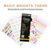 Happy Planner, 10 Sheet Sticker Pack, Basic Brights Theme, 4.75 x 9, 827 Stickers, Multicolor