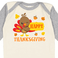thumbnail image 4 of Inktastic Happy Thanksgiving with Cute Turkey and Leaves Boys or Girls Long Sleeve Baby Bodysuit, 4 of 5