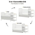 thumbnail image 5 of CASEMIOL Baby Crib with Changing Table 3 in 1, New Zealand Pinewood Cribs Convertible to Toddler Daybed Bed, Non-Toxic Finish, Easy to Assemble, White, 5 of 9