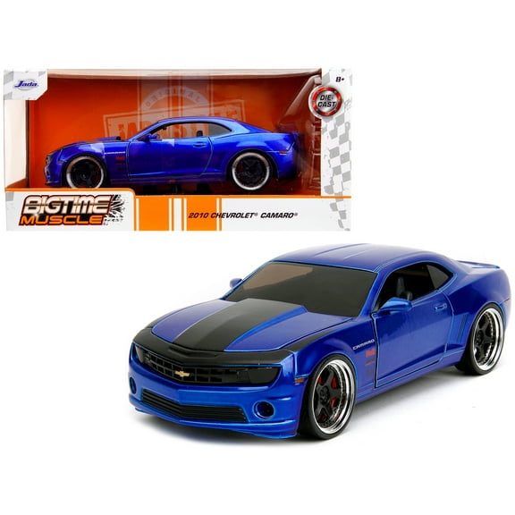 2010 Chevrolet Camaro Candy Blue with Black Hood "Bigtime Muscle" Series 1/24 Diecast Model Car by Jada