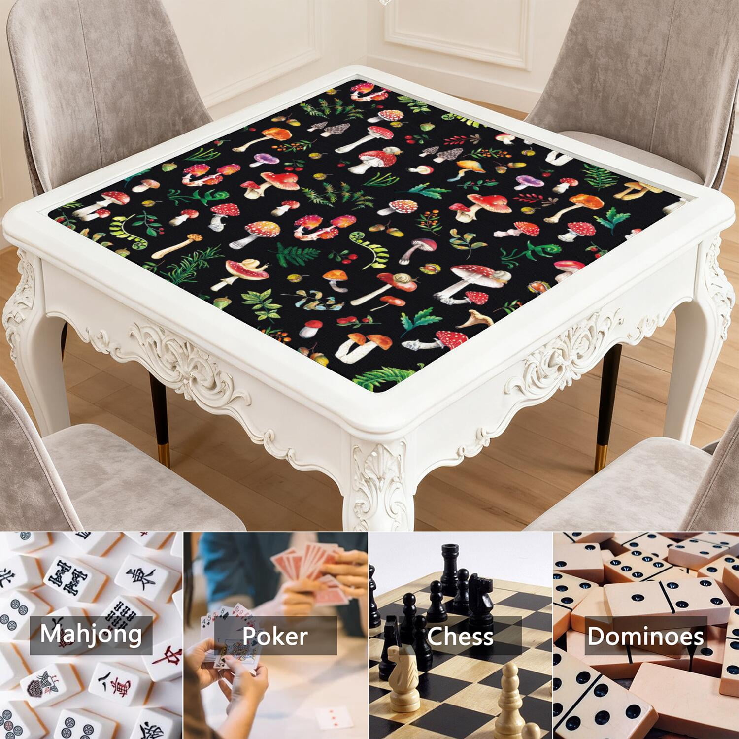 Square Plants Pattern Game Pad 31.5x31.5 Inches Constructed from Premium Rubber with Anti-Slip Grip Surface and Noise Dampening Features for Tiles Games