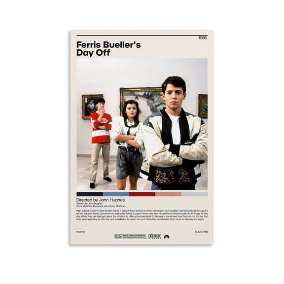 Ferris Bueller's Day Off Minimalist Movie Poster Vintage Poster Canvas 90s Wall Art Room Aesthetic Posters