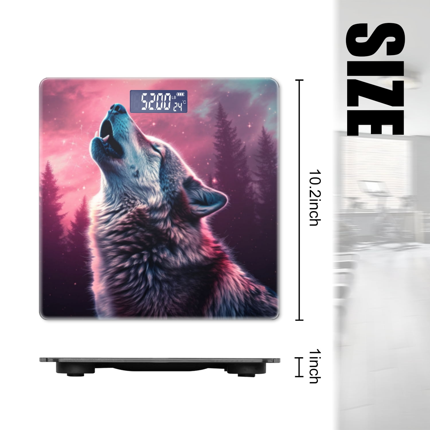 Bathroom Scale, Highly Accurate Digital Body Scale,Precisely Measures Weight up to 400 lbs-Colorful Wolf Howling In The Night Sky