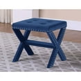 thumbnail image 3 of Velvet Fabric Upholstered Square Accent Bench in Black, 3 of 5